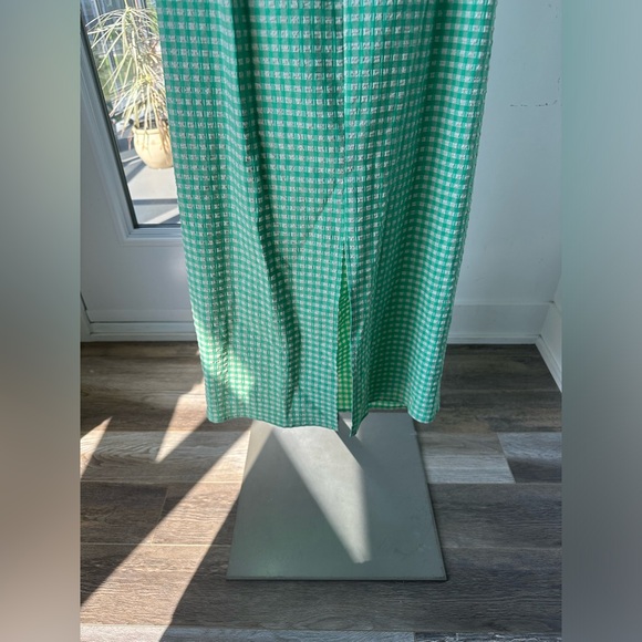 Nwt Zara Green Gingham Cut out Midi Dress Large - Picture 9 of 12